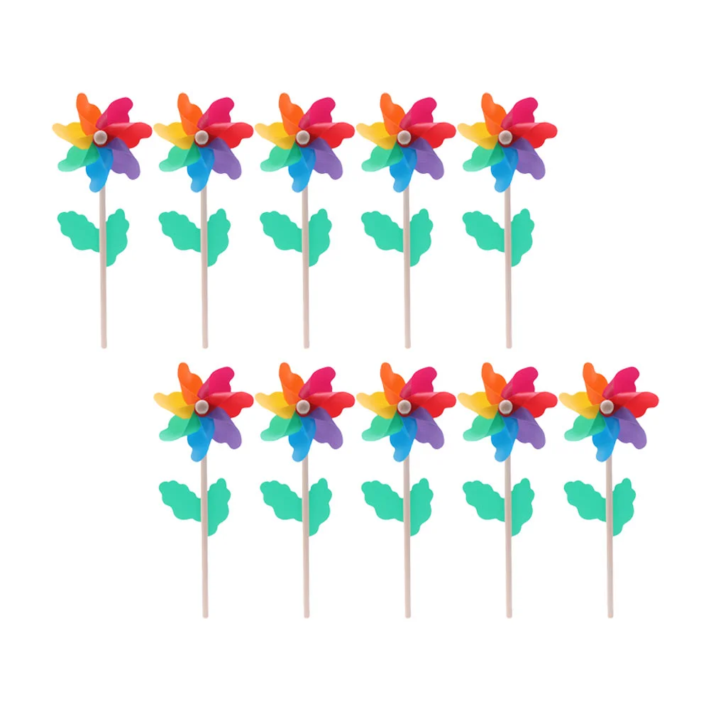 

Wind Spinner Flower Colorful Wooden Pole Windmill Spinners Mini Toys for Kids Lawn Decor Garden Pinwheels