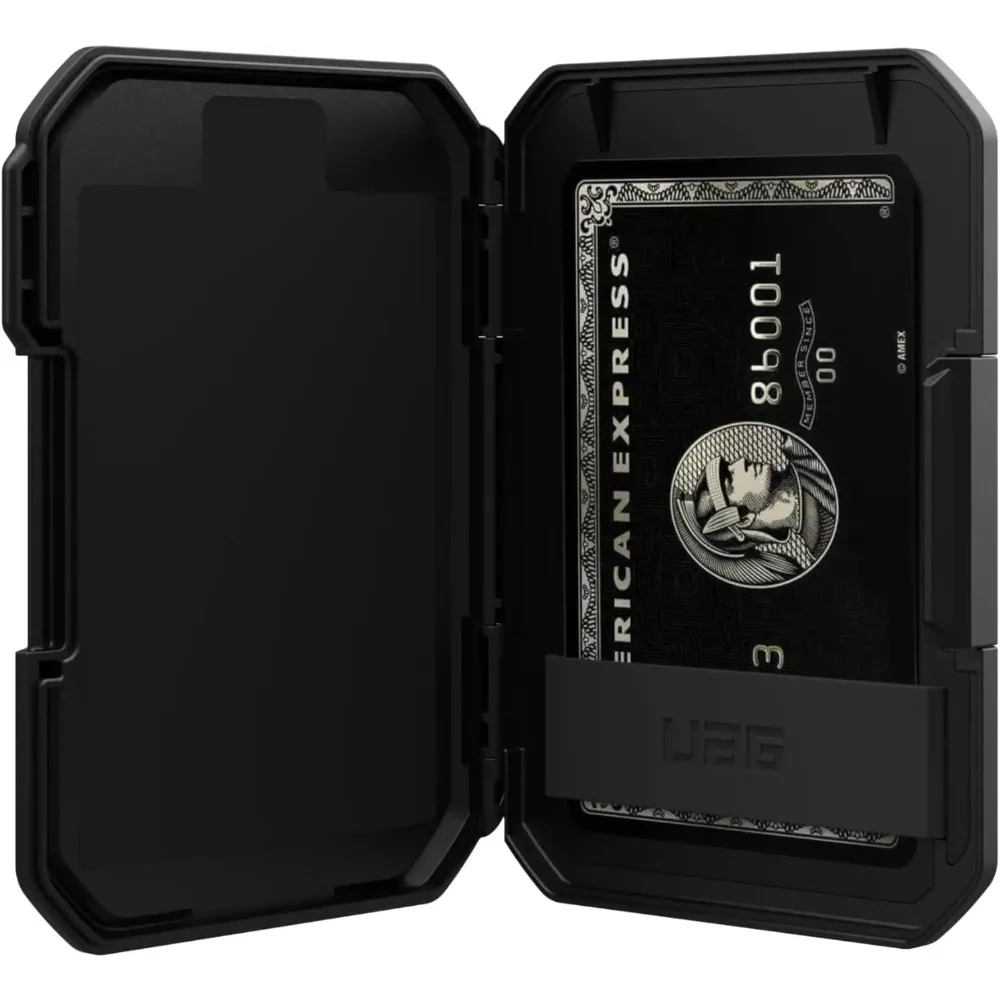 DUZON Armor Hard Magnetic Wallet with Adjustable Metal Kickstand and Detachable Snap-on Card Holder