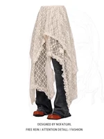 Slimming Effect f-length Lace Skirt Tea Break Beach Vaion Sle Irregular Hemline Casual Loose Fit for plus Size Women