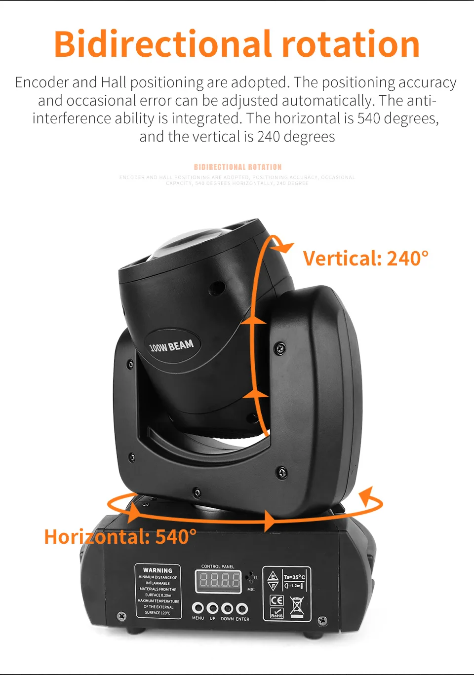 LED Mini DMX 100W Moving Head Beam Light DJ Party Bar 8 Pattern Lighting Stage P