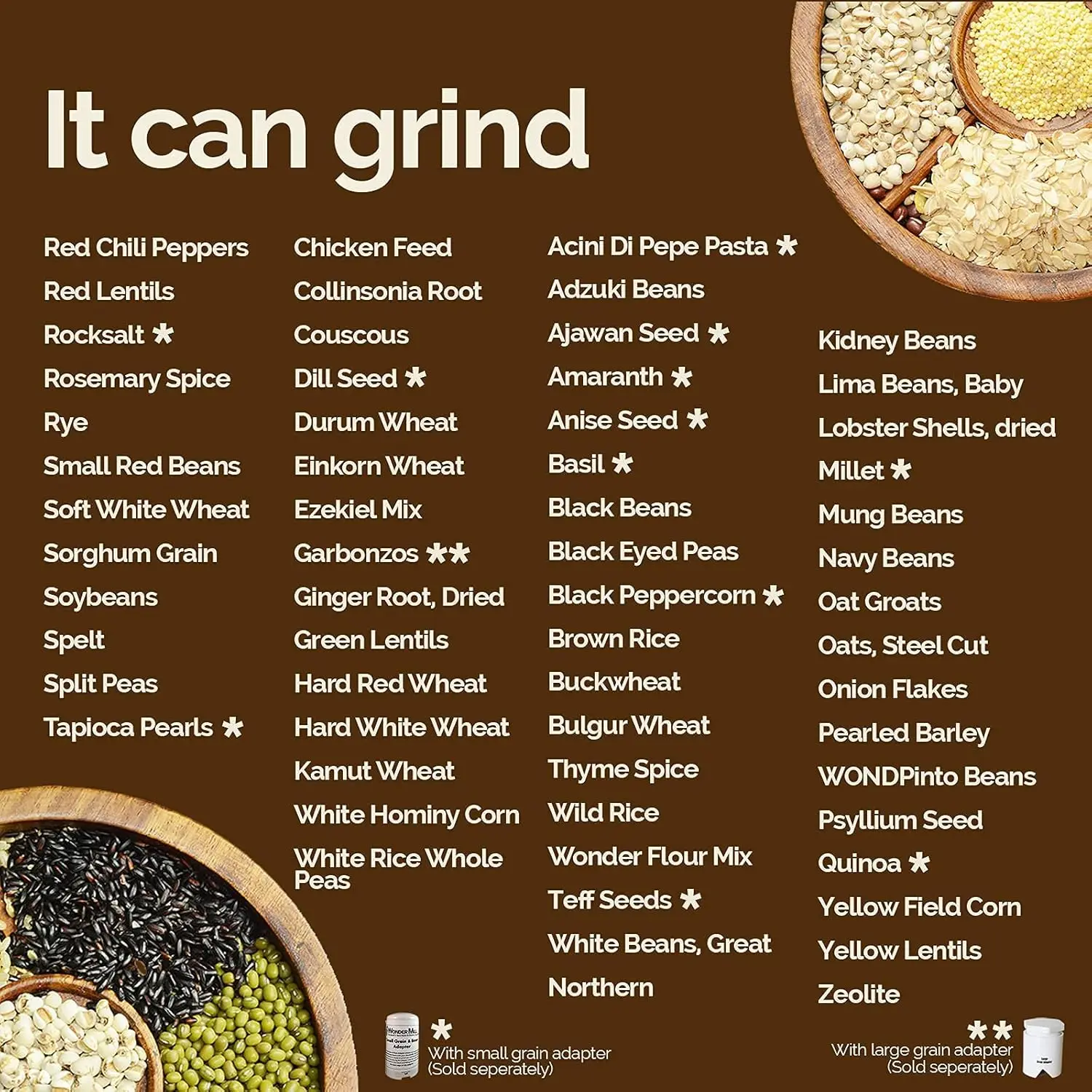 Electric Grain Mill Grinder for Healthy Gluten-Free Flours-Grain Grinder Mill, Wheat Grinder, Flour Mill M