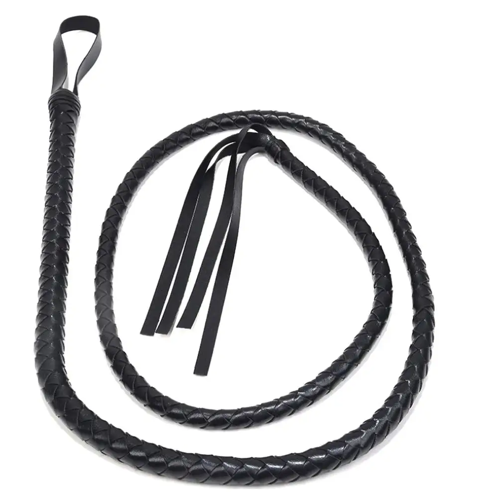 Horse Whip Faux Leather Handle Riding Crop Teaching Training Tool Long Whips for Stage Performance Racing Cosplay Costume Access