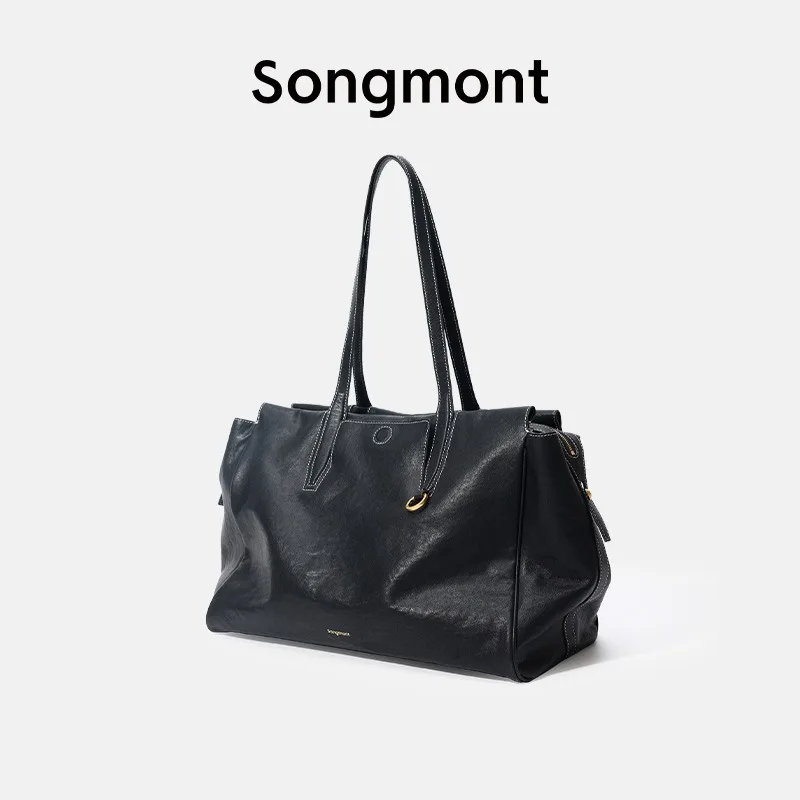 

Songmont 2024 New Women's Single Shoulder Bag Travel Bag Vegetable Tanned Leather Briefcase Cowhide Fashion Leisure Handbags