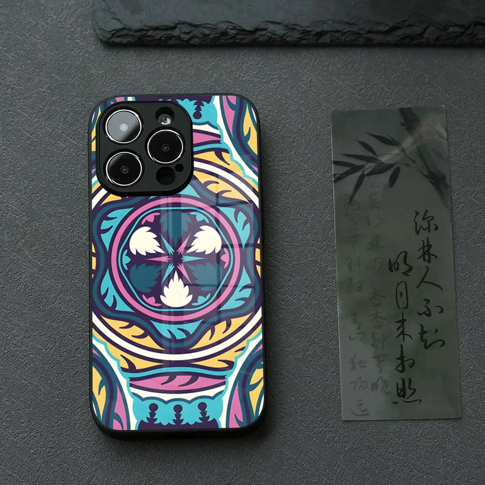 Luxurious Glass Phone Case with Emilio Pucci Design Pattern