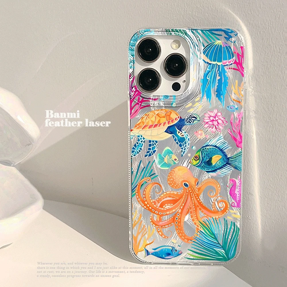 Vibrant Sea Turtle Watercolor Clear Phone Case - Shockproof Cover