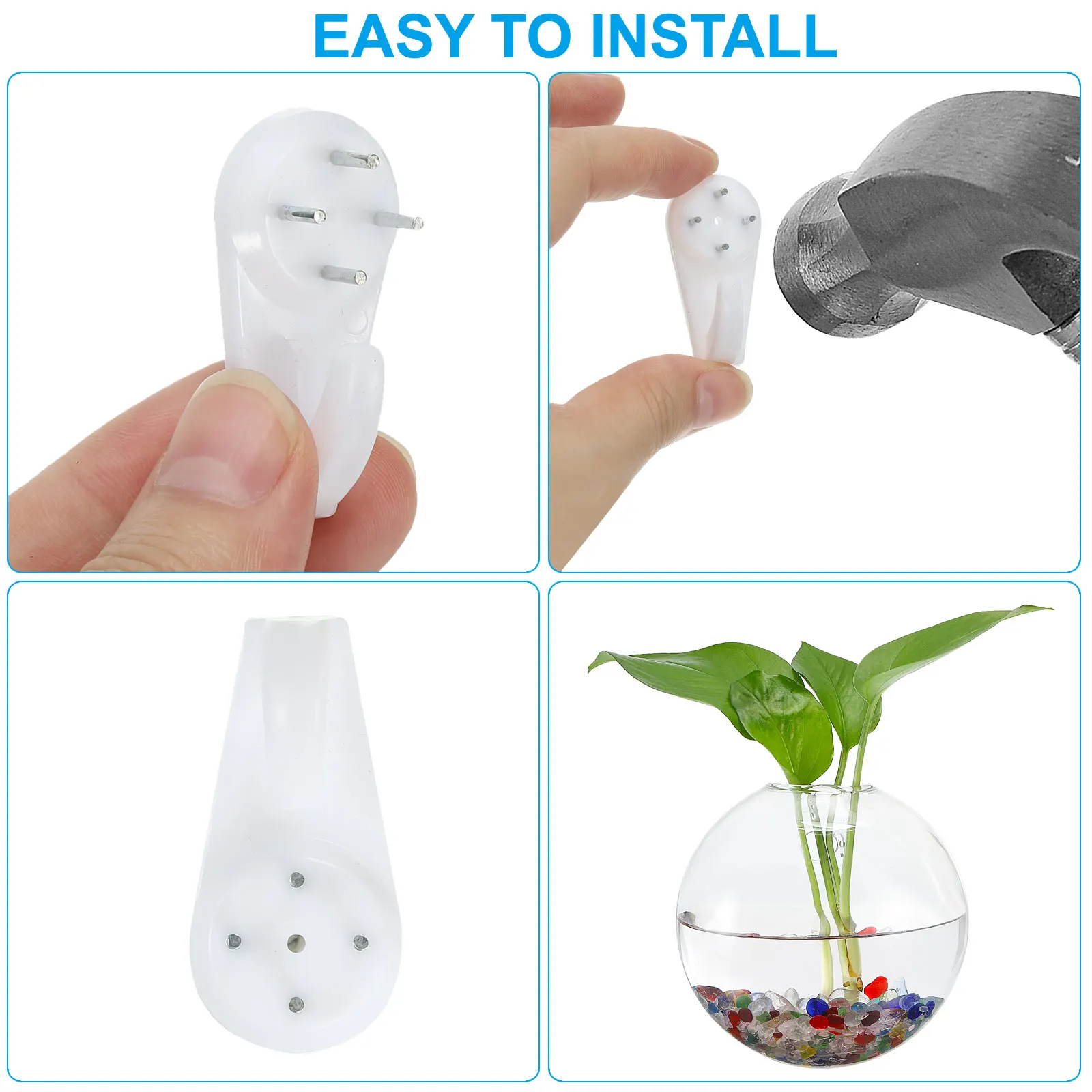 Wall Hanging Glass Terrarium Planters 5x5inch, Oblate Wall-Mounted Plant Propagation Station Container Vases for Hydroponic