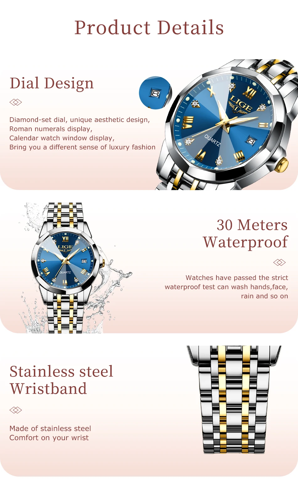 LIGE Orologio Donna - Vista posteriore