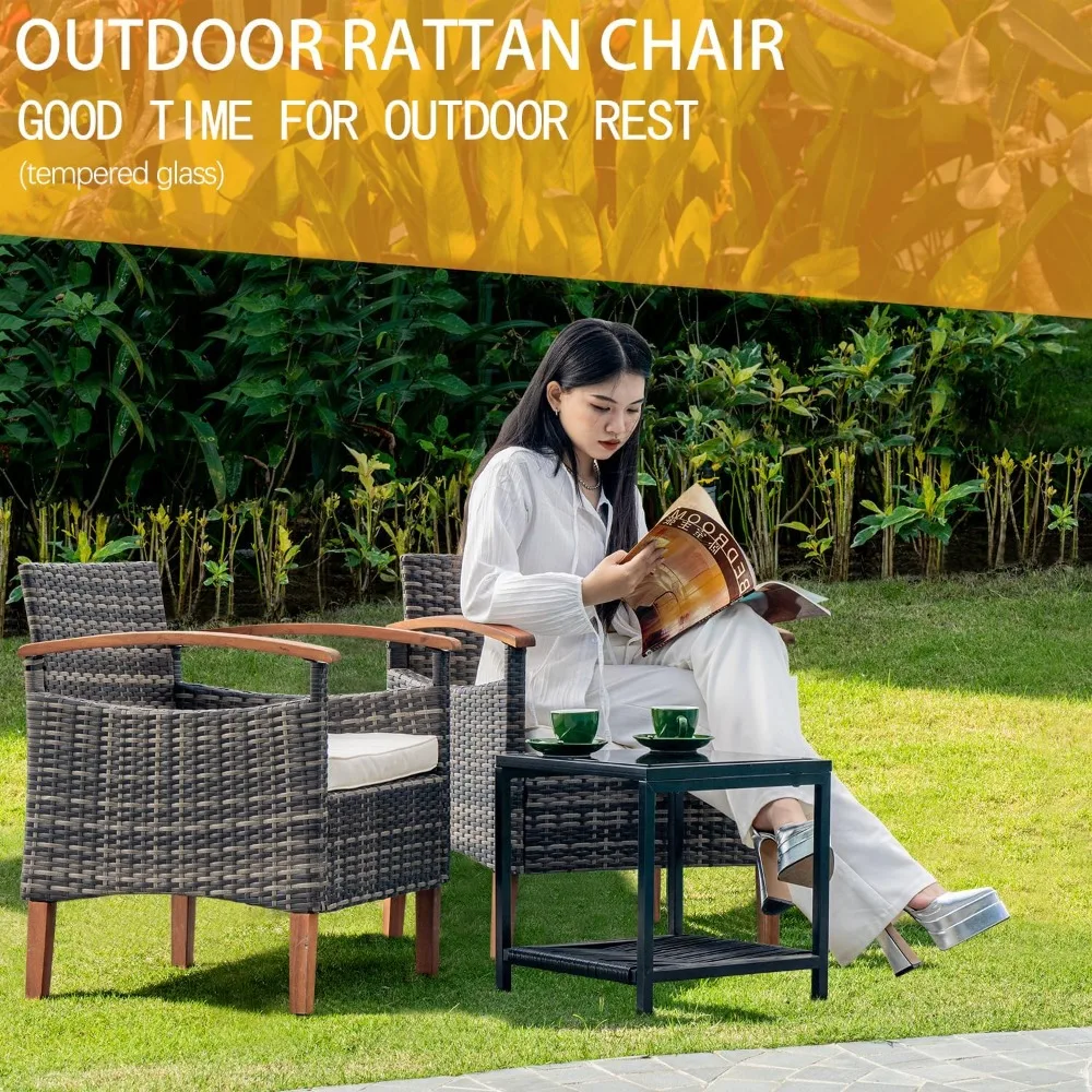 Outdoor Patio Furniture Sets, 3 Pcs   with Side Coffee Table,  for Yard Garden Backyard Lawn,  Outdoor Patio Furniture Sets 2