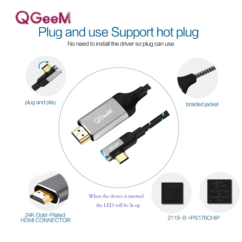 Usb c to hdmi ̺ ȣȯ  4k 60HZ Ÿ c to hdmi 2.0 ̺ Ʈ 3 ̺, ƺ ȭ Ʈ 10 Ｚ S8 ȣȯ