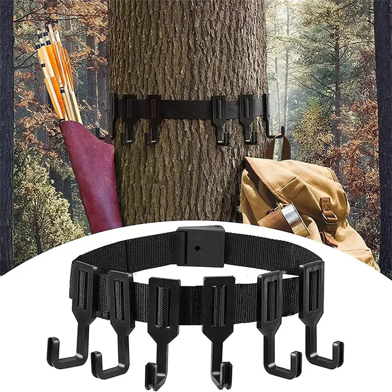 

Outdoor Strap Multi-Hook Webbing Tree Hooks Portable Camping Hunting Hook Strap Hanging Gear Holder for Tree Stand Hunting Tool