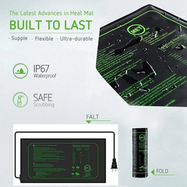 Met Tanúsított Palánták Hőszőnyeg Vízálló Tartós Hőszőnyegek Csírázó Állomás Hő Szőnyeg Meleg Hidroponikus Fűtőpad Amerikai Dugó - Image 4