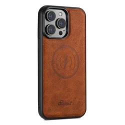 Luxury Magsafe Magnetic Flip Wallet Leather Phone Case with Card Holder - S26 Plus (Alone Case  Khaki)
