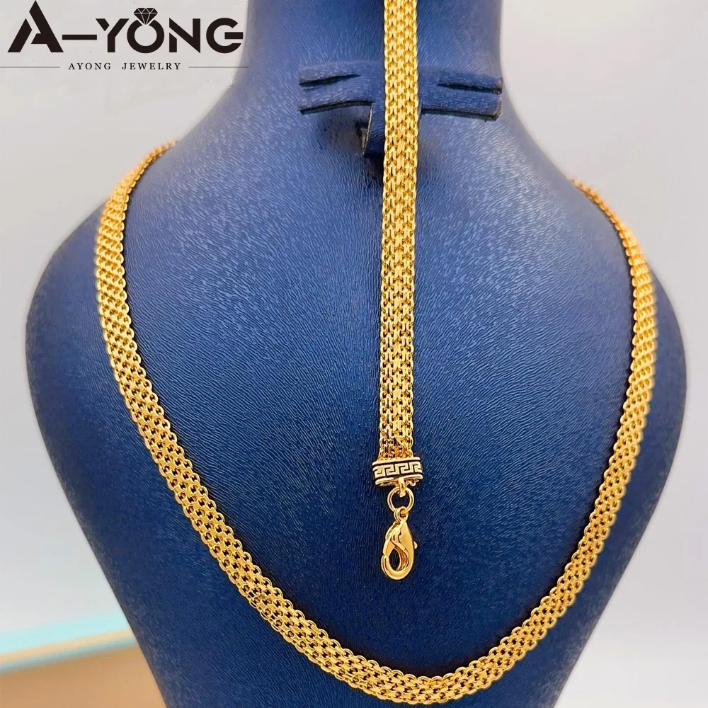 Arabische Gold Farbe Halskette Sets 21 Karat Kupfer vergoldet Dubai elegante Luxus schmuck Mode Frauen Hochzeit Bankett Teile – Detail 2