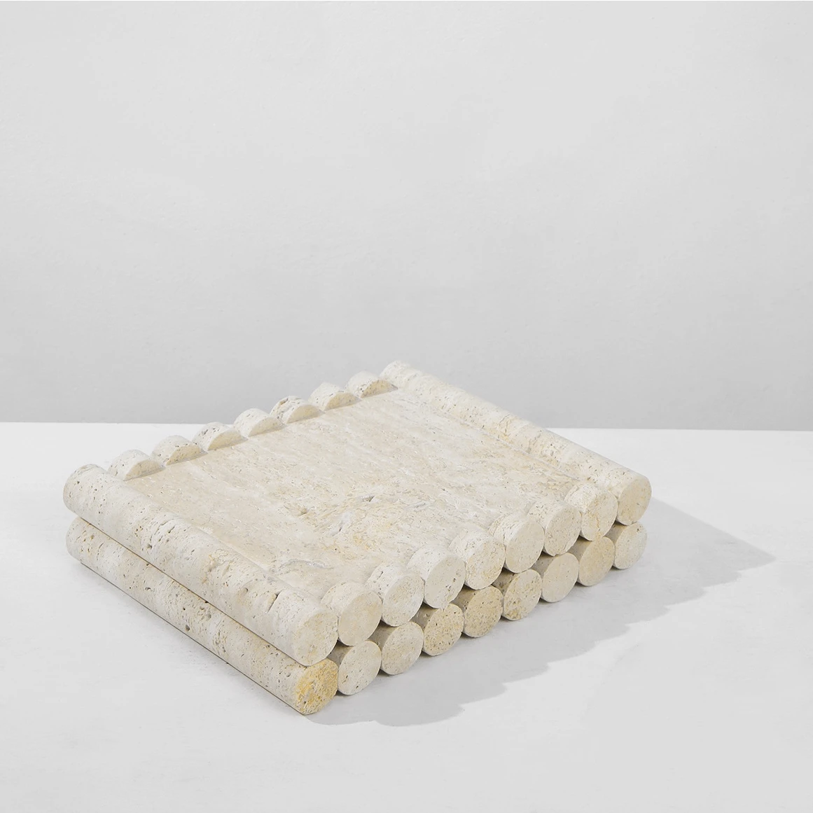 

Customization Wabi-sabi Style 31.5x25x3.5cm 7cm Natural Beige Travertine Cave Stone Marble Storage Plate Catchall Tray