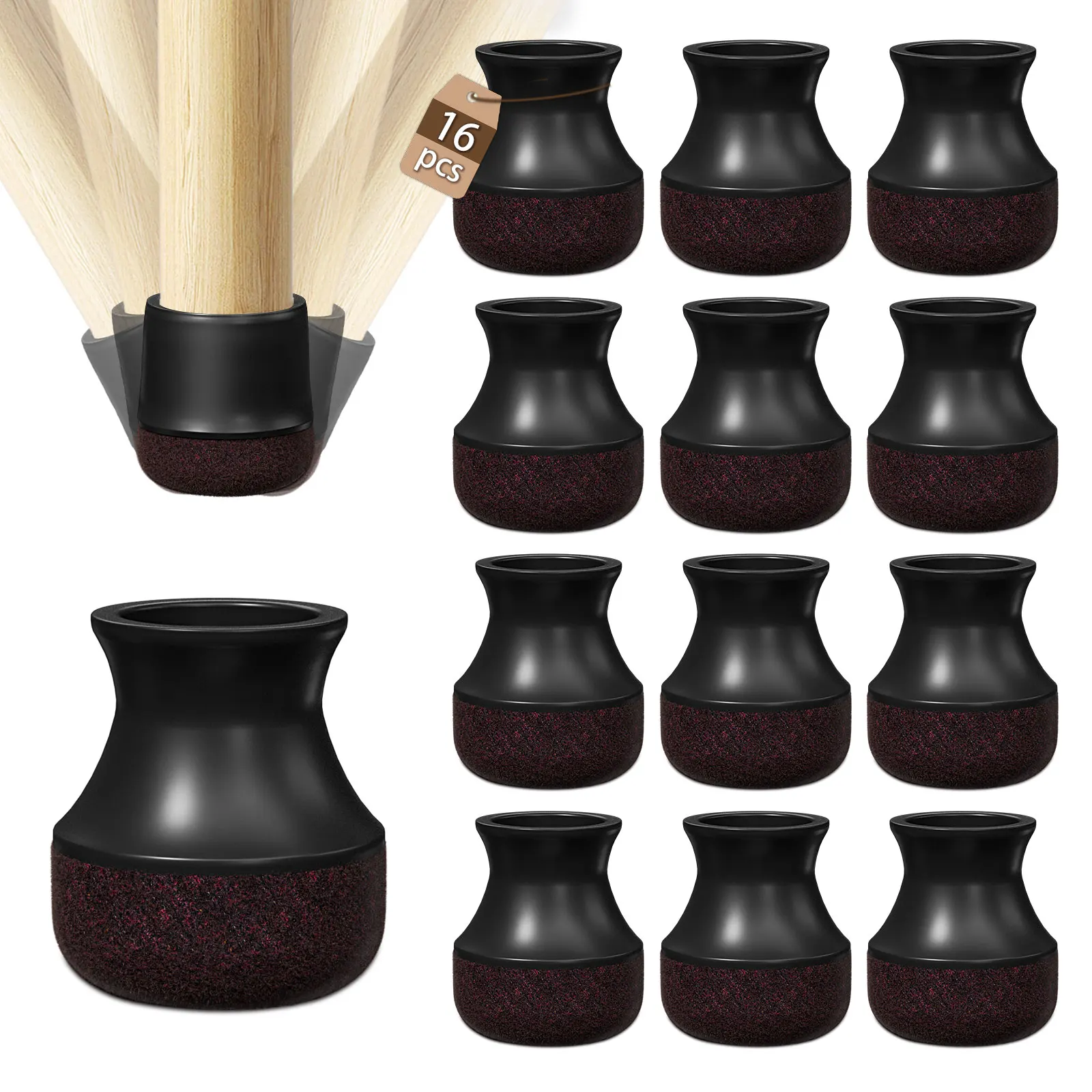 Chair Leg Protectors with Felt Pads for Floor Protection, 16-Piece Set