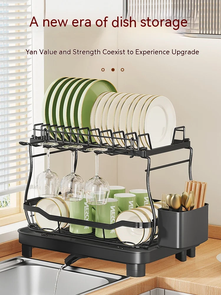 Tableware Draining Racks Household-Tableware-Drain-Rack-Rust-Proof-Carbon-Steel-Dish-Drainer ...