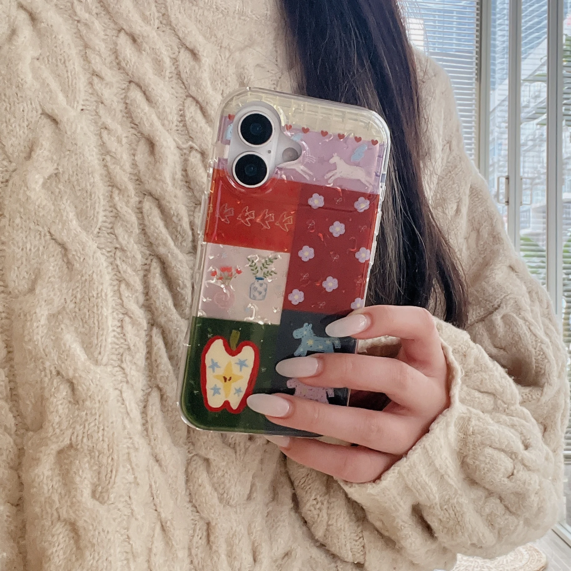 Vibrant Playful Patchwork Cartoon Motif Phone Case