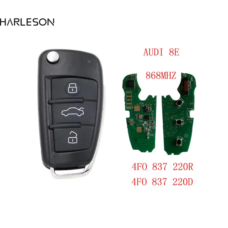 3 Buttons Remote Fob Flip Key 8E Chip  868 MHZ For 2006 -2015 A6 Q7 S6 4F0837220D 4F0837220R yocasty 8v0837220d 8v0837220 remote fob flip smart key mqb 48 chip 434mhz for audi a3 s3 2012 2013 2014 2015 2016 2017 2019