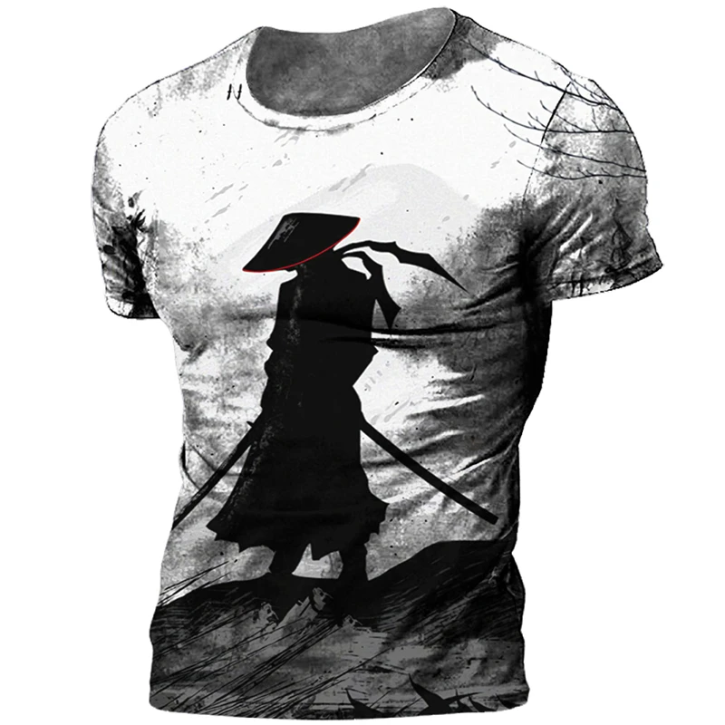 

Retro Samurai Men's T Shirt Clothing Street 3d T-shirt Shirt Summer Harajuku Short Sleeve Casual T-shirt Male O-neck Sweatshirt