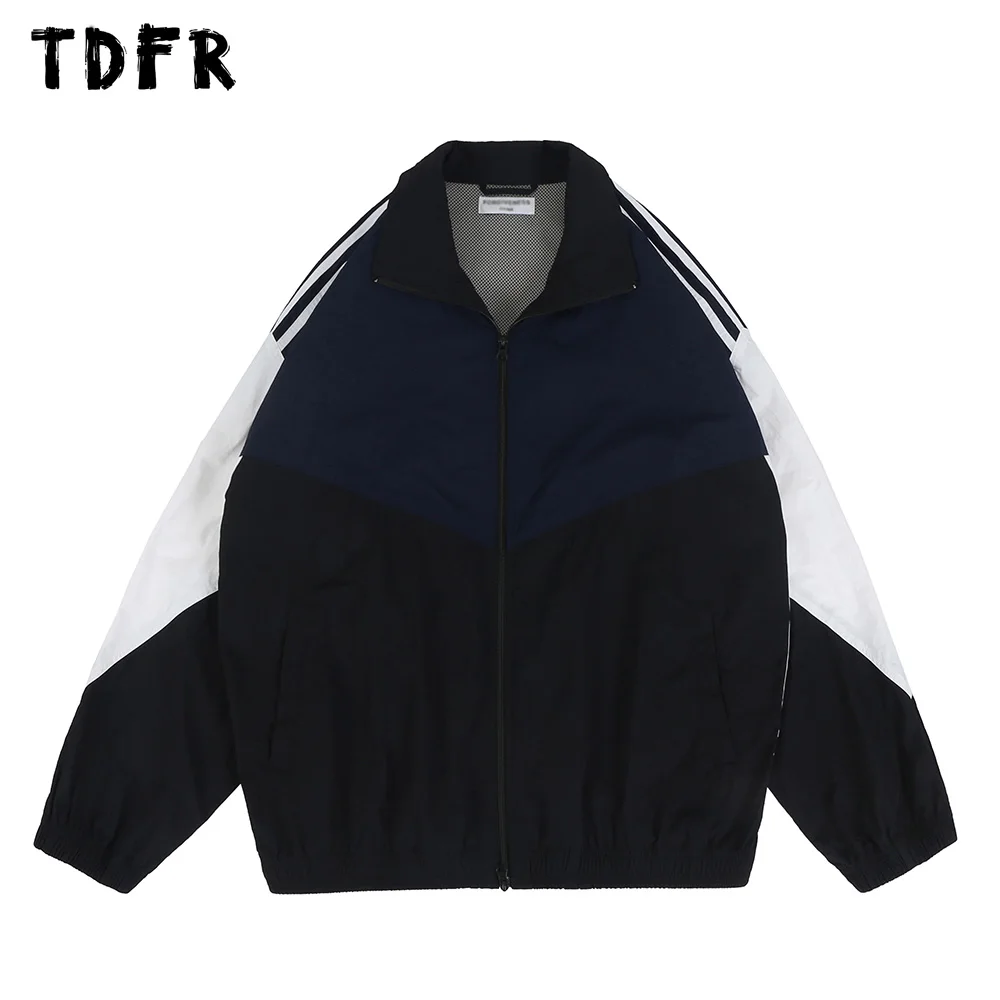 

Contrast Paneled Cargo Jacket Mens Autumn Casual Streetwear Loose Long Sleeve Zipper Jacket Men