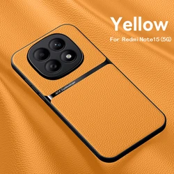 Premium Magnetic Leather Phone Case with Car Holder Attachment - Redmi note 15 Pro 4G (Yellow)