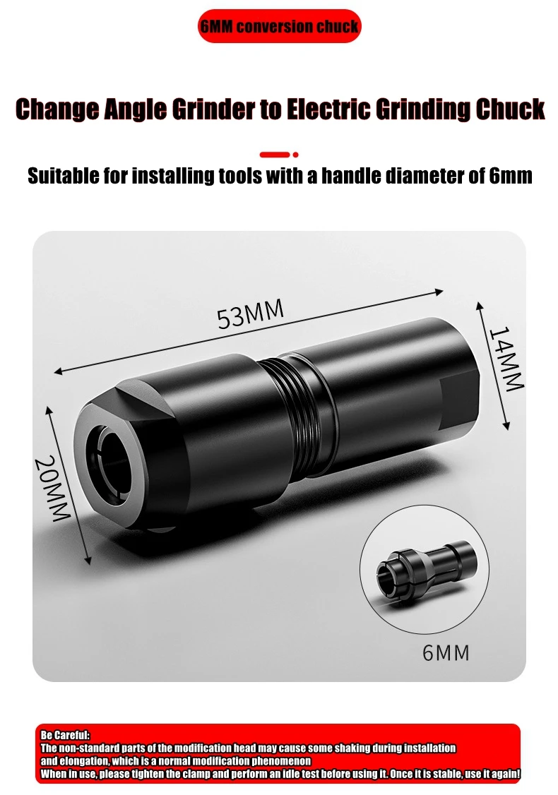 3/6mm Winkelschleifer Modifizierter Adapter zum geraden Schleifspannfutter M10 Gewinde Schleifwerkzeuge für 100-Typ-Winkelschleifer – Detail 8