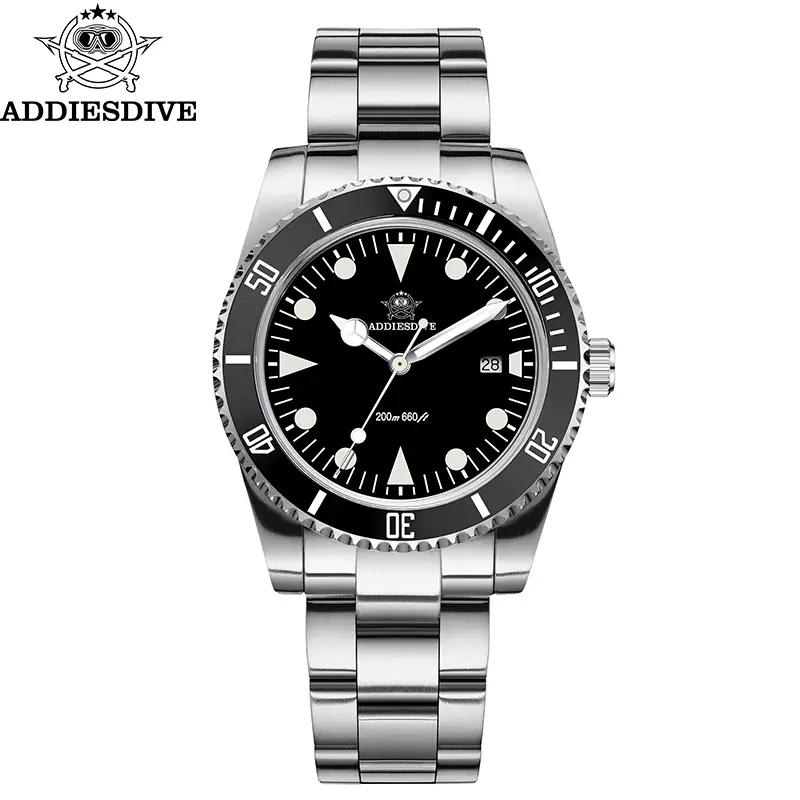 ADDIESDIVE Men's Diving Watch Stainless Steel Ceramic Bezel Quartz Watch Men's BGW9 Luminous 200m Waterproof  Men's Watch - Image 8