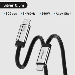 Hagibis Super Soft USB4 80Gbps 240W Fast Charging Cable (0.5m - 80G 8K 240W)