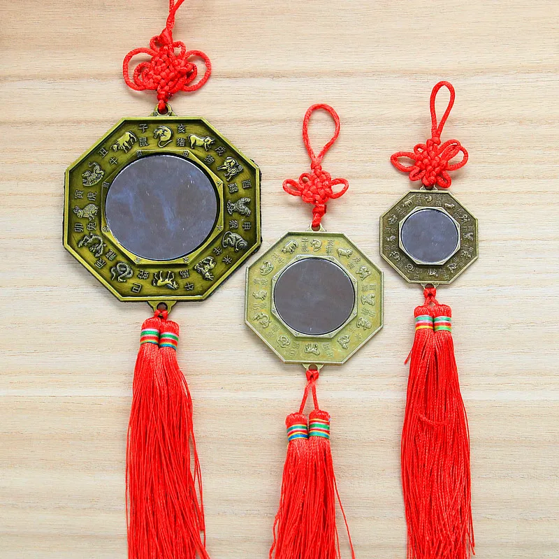 1PC Bagua Mirror Chinese Feng Shui Bagua Mirror With Chinese Knot Tassel for Office Family Protection Automobile Decoration 6