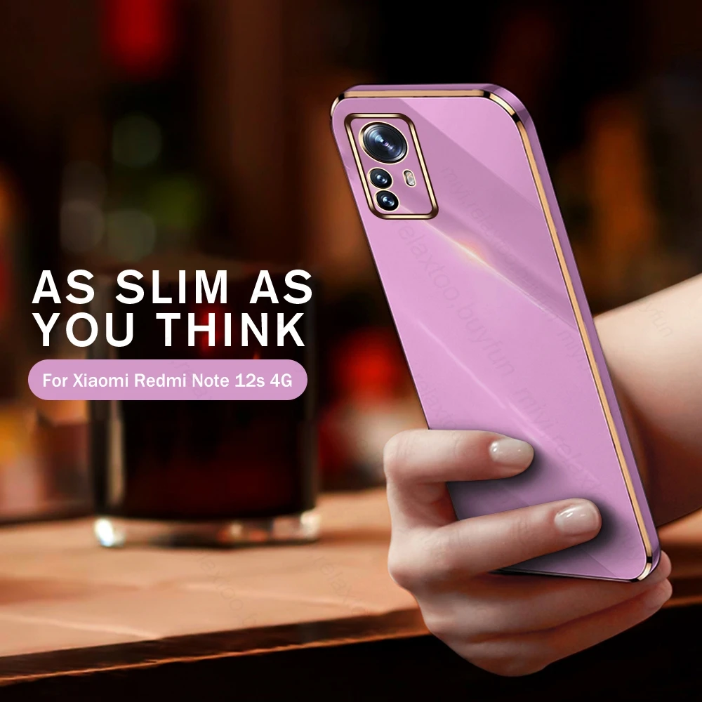 Phone Case Phone Protector Cover 6D Electroplated Straight Edge TPU Soft Shockproof Coque For Xiaomi Redmi Note 12s 4G 2303CRA44 6.43"