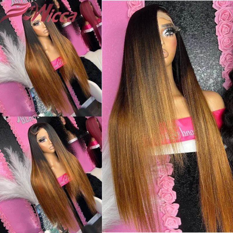 

Ombre Highlight Human Hair Wigs Brazilian Remy Straight Hair 13x4 Lace Front Human Hair Wigs For Women PrePlucked With Baby Hair