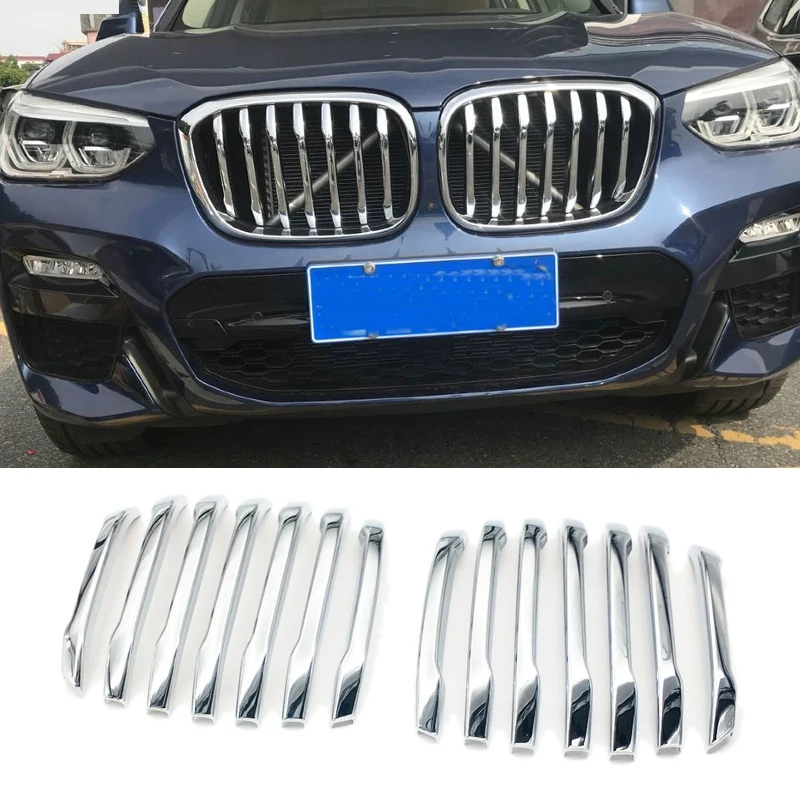 

14Pcs Car Front Grill Decoration Strips Trim For -BMW X3 G01 X4 G02 2018 2019 Accessories Chrome