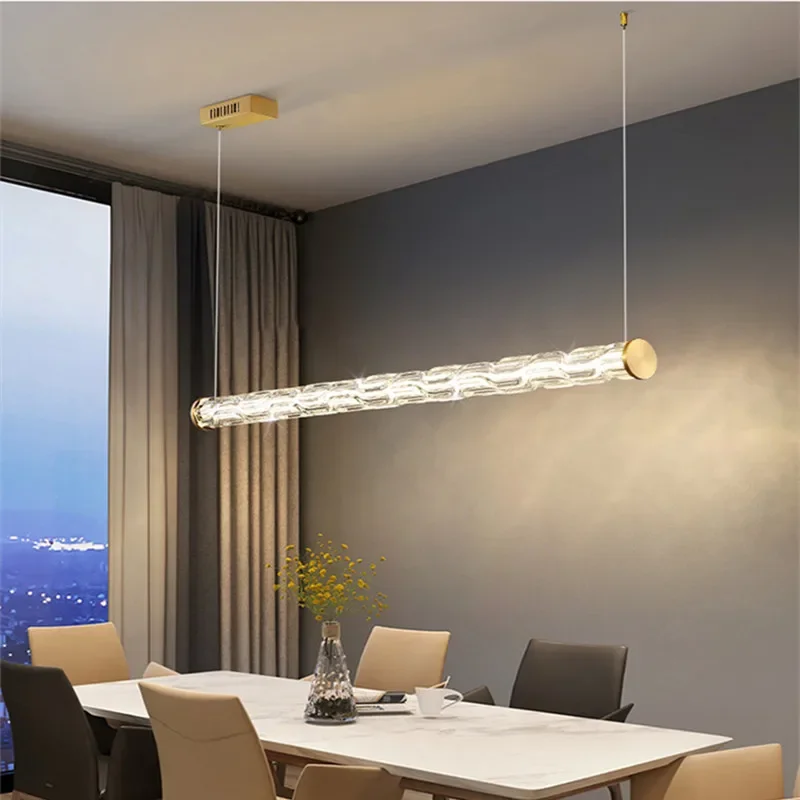 

Italian Designer LED Glass Chandelier Long Restaurant Pendant Light Office Table Bar Exhibition Hotel Model Room Suspension Lamp