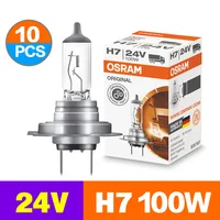 OSRAM Original Headlight Lamps 24V H7 10PCS 100W 62250 PX26d Trucks Bulbs Bus Low Beam High Beam Super Bright 3200K 1