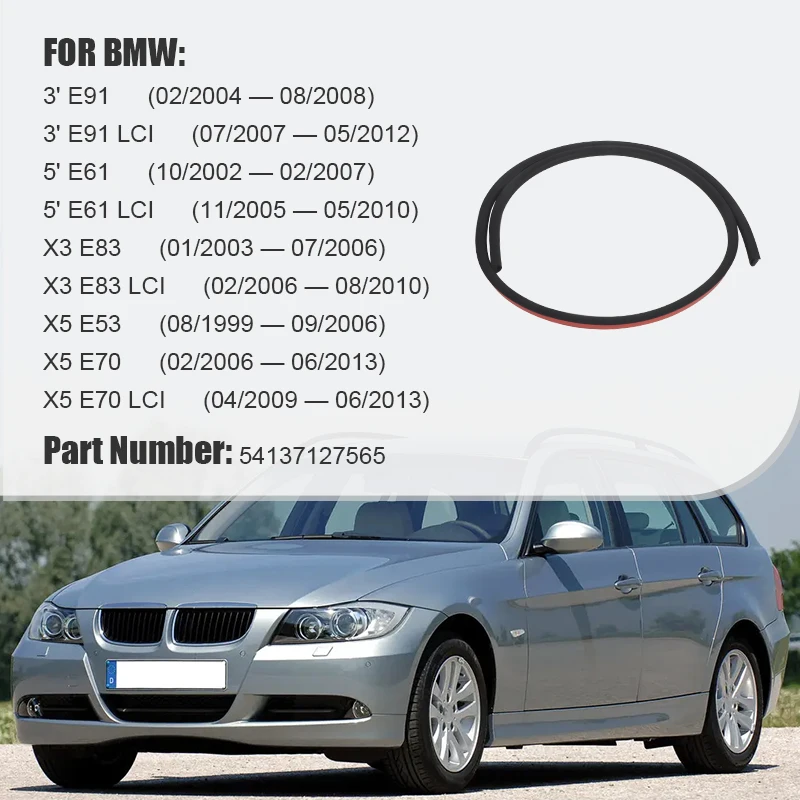BMW X3 X5 E61 E91 E70 E83 E53 E70 루프 글래스 씰 스트립 가스켓 (후면 선루프 루프 글래스 씰 액세서리) 54137127565