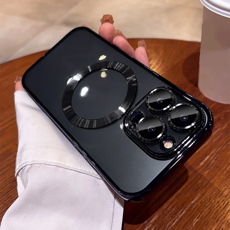 Luxury Plating Magnetic Phone Case - Clear Soft TPU Cover with Wireless Charging Compatibility