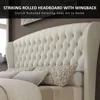 King Size Platform Bed Frame, Chenille Upholstered Sleigh Bed with Scroll Wingback Headboard & Footboard, Bed Frames 4