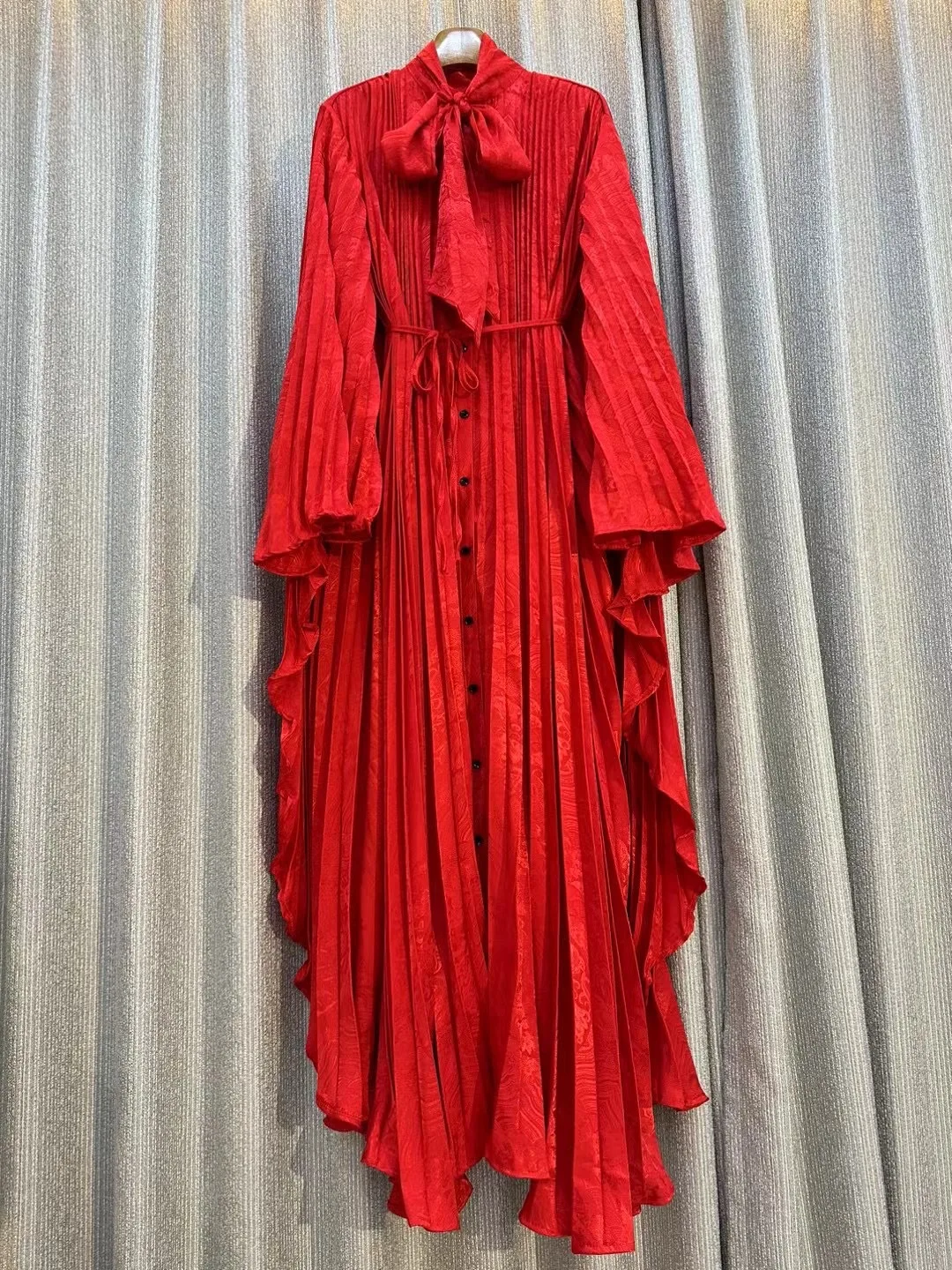 

SuperAen 2024 Europe and America Spring Shawl-style Elegant Short Sleeves Two Belts Long Dresses for Women