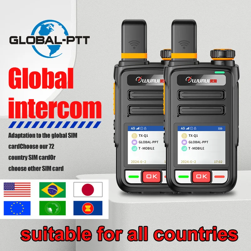 

Wurui N9 global-ptt POC walkie talkie internet 4G Two-way radio commutator long range GSM phones telecommunications 1000km reach