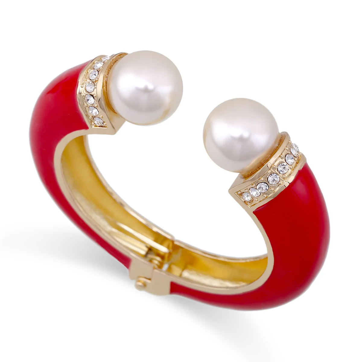 10 Colors Boho Personalized Double Pearls Cuff Bangle for Women Party Bracelet Engagement Accessory Rhinestone Bangles Jewelry