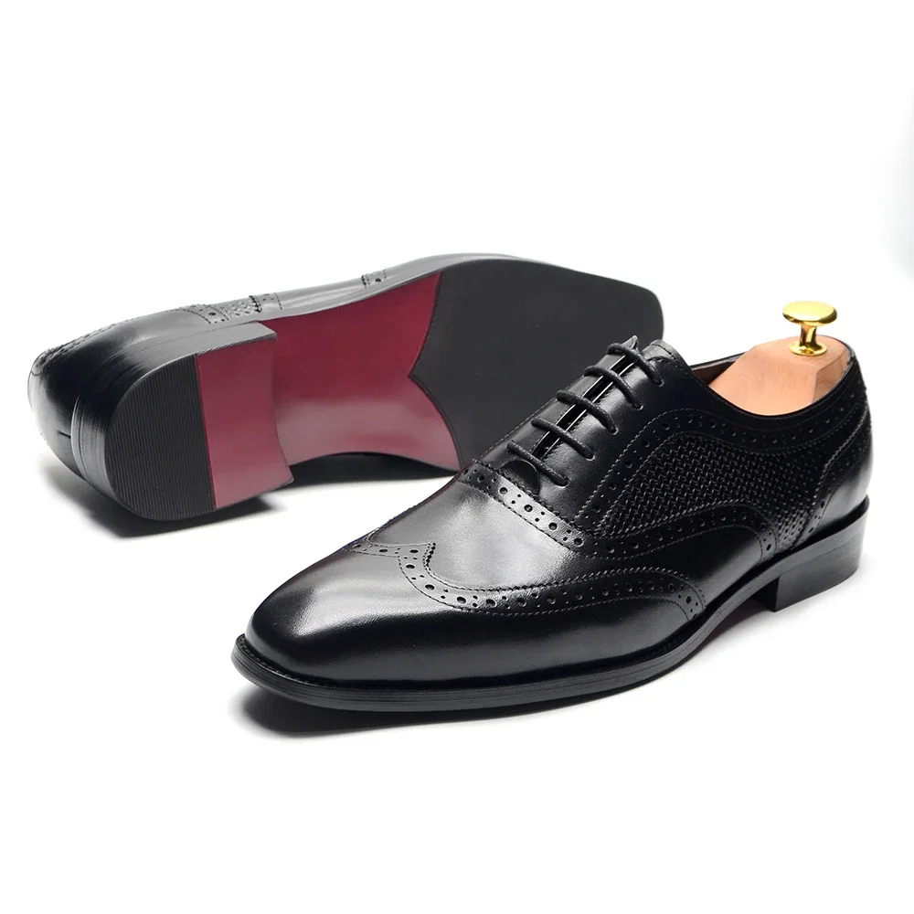 Classic Italian Genuine Leather Mens Dress Shoes Black Lace  display picture 1