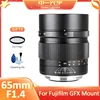 Zhongyi Mitakon 65mm F1.4 Medium Format Large Aperture Manual Focus Prime Portrait Lens for Fujifilm GFX Camera 50 50S 50R 100 1