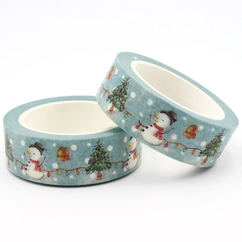 

NEW 1PC 15mm*10m Watercolor Christmas Trees Snowman Bell Washi Tape Scrapbook Paper Masking Adhesive Merry Christmas Washi Tape