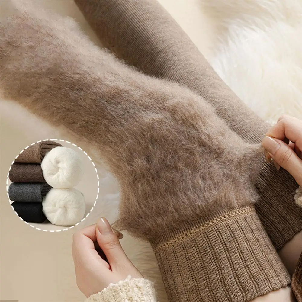 Winter Women's Over-the-knee Socks Warm Thigh-High Socks Thick Fleece-Lined High-waist Socks Plus Velvet Boot Cuff Leg Warmers