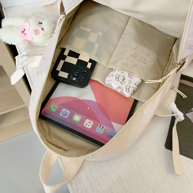 Girl Travel White Book Laptop Backpack New Female Trendy Color Student Bag Fashion Ladies College Backpack Cool Women School Bag 5