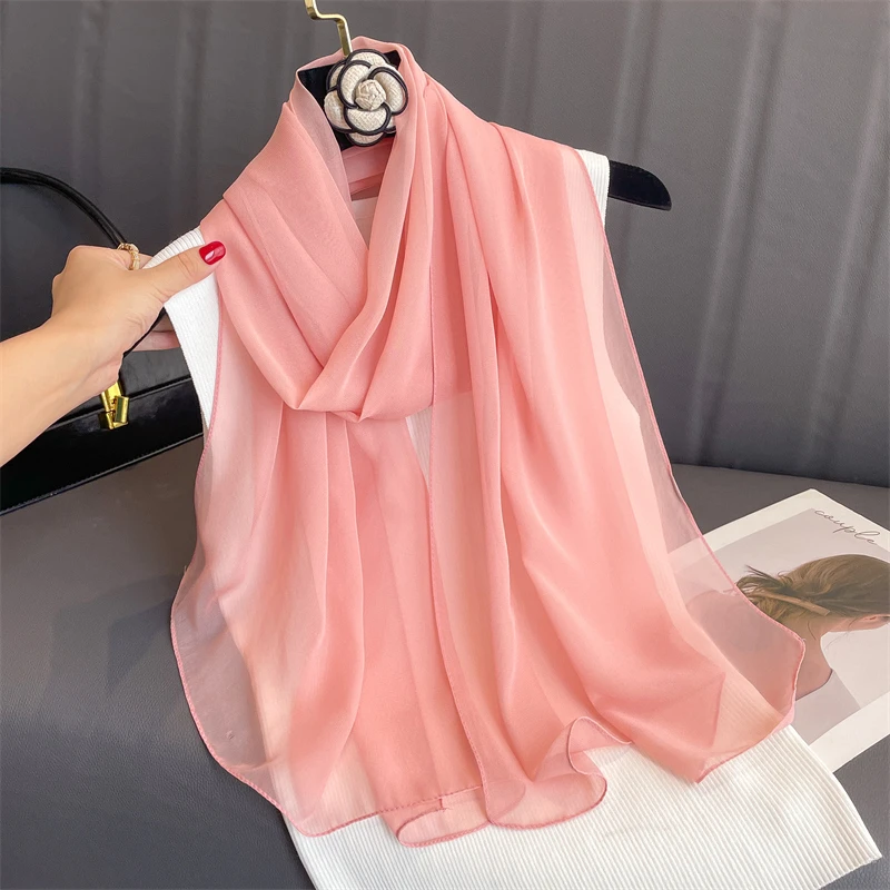 New Fashion Spring/Summer Women Solid Color Headband Beach Chiffon Scarf Shawls Female Long Wraps Panama Beach Sunscreen Hijab 6