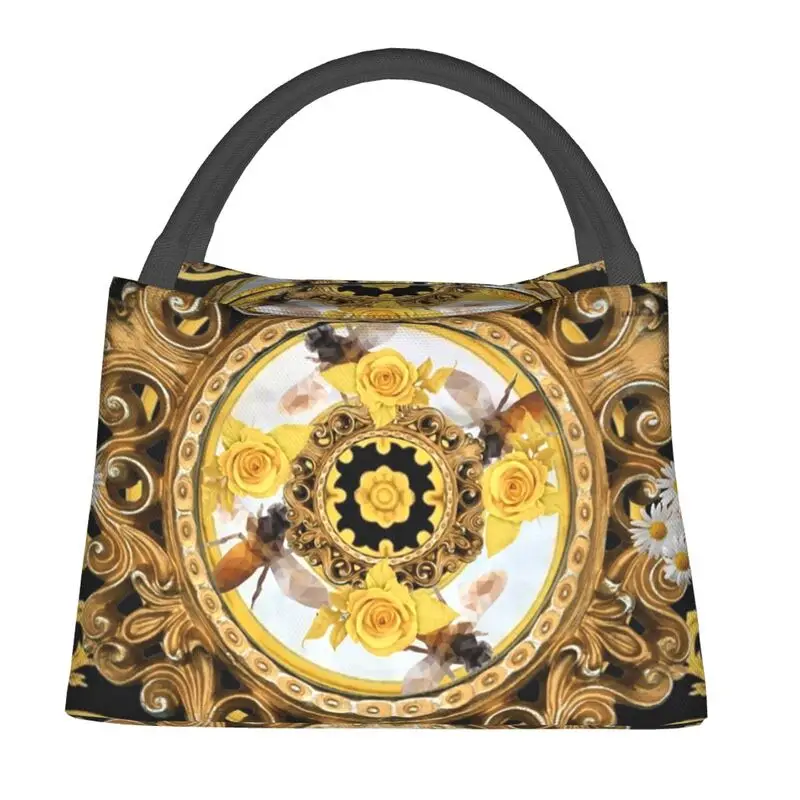 Lunch Bag Yellow Rose Bees Vintage