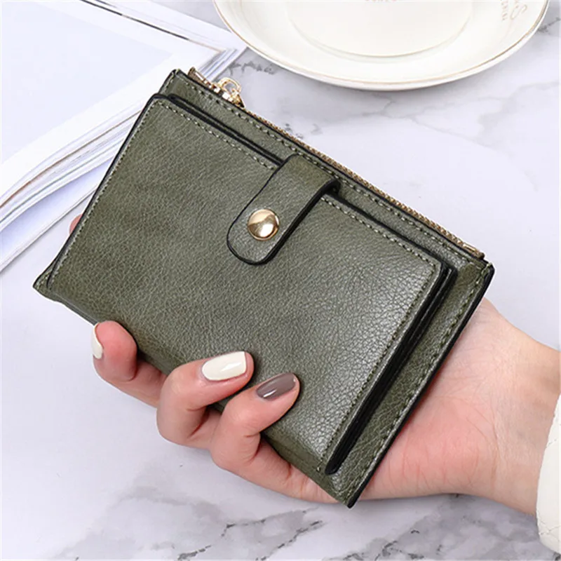 

Fashion New Women's Short Wallets Female Zipper Frosted Money Coin Purse Small Hasp Clutch for Girls ID Credit Card Holder Case
