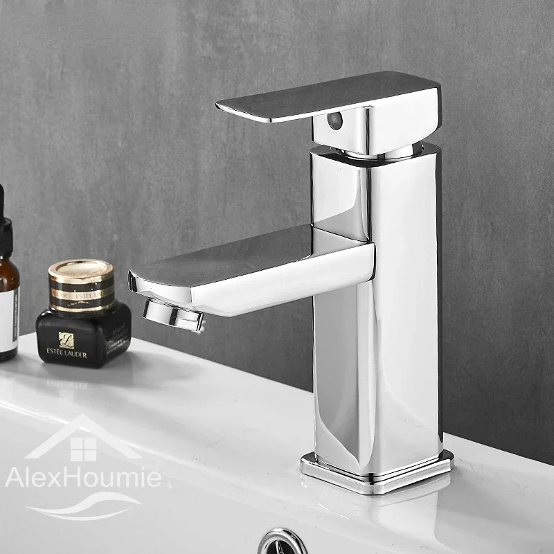 

Sink Counter Waterfall Bathroom Sink Water Tap Basin Mixer Hot Cold Tap Deck Mounted Square Mono Single Lever Faucet