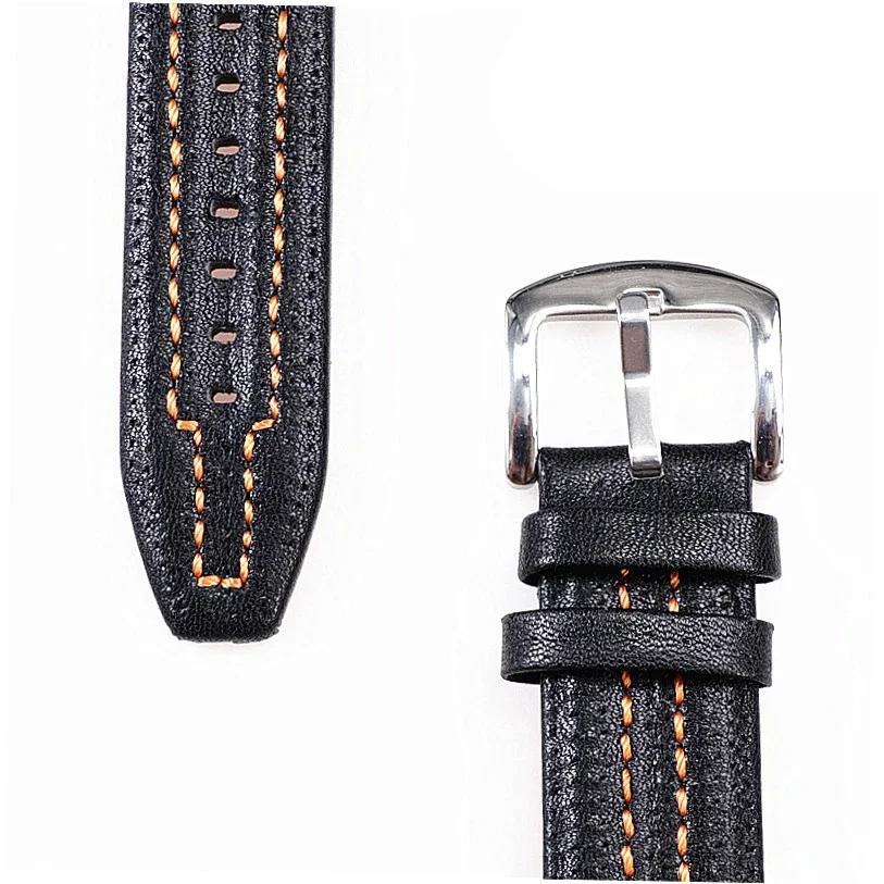 Premium Genuine Leather Watch Strap with Convex Mouth Design - 27mmx15mm